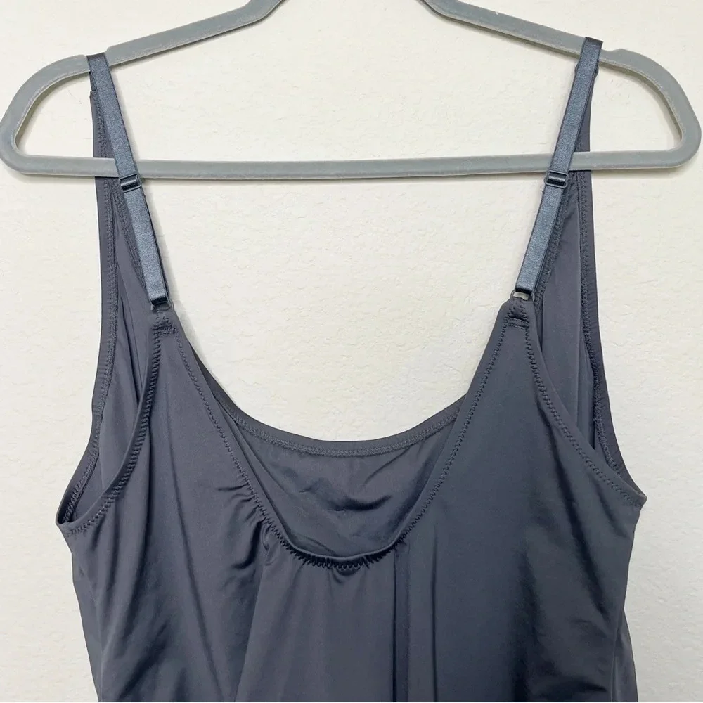 SKIMS Swim Scoop Neck One‎ Piece Swimsuit in Gunmetal